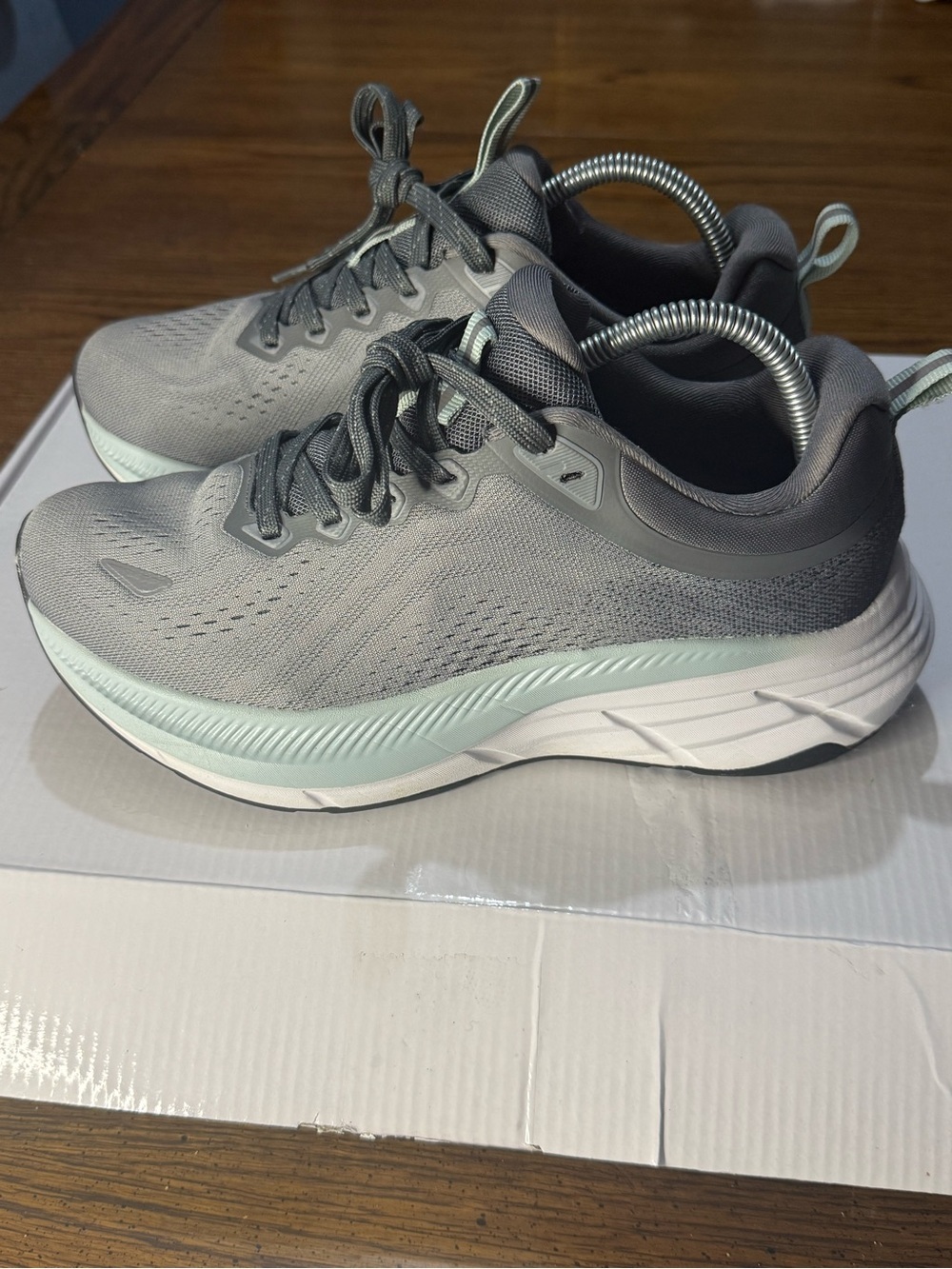 Women's Gray-Mint Cushioned Lace-Up Athletic Sneakers